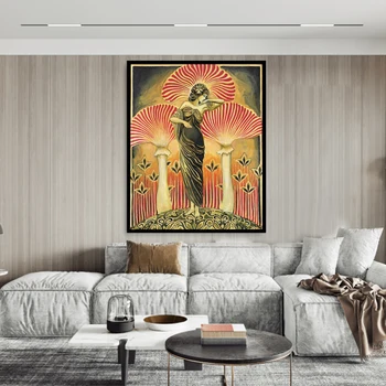 Soma Deivė Plakato Spauda Pagonių Mitologijos Wall, Art Nouveau Psichodelinio Grybų Bohemijos Drobė, Tapyba Nuotraukos