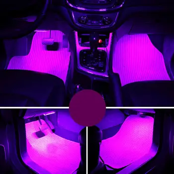Spalvotų Klijų Bakstelėkite Auto Apdaila Brūkšnys Koja Lizdas 9 LED Juostos Lempos Automobilio Cigarečių Degiklio Atmosfera Žibintai