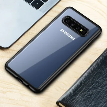 Stand case silikoninis Samsung Galaxy S10 S10 Plus gelis Atveju TPUtransparente su kraštais spalva armuotas stabdžių rudenį
