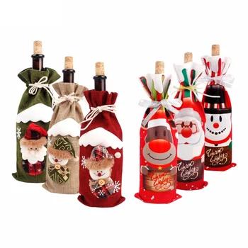 Staraise Kalėdų Raudona Ir Juoda Skara Vyno Butelio Dangtelį Linksmų Kalėdų Dekoracija Namuose Navidad 