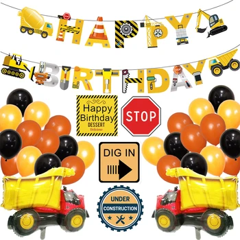 Statybos Gimtadienio Apdaila Transporto Priemonių Sunkvežimių Reklama ExcavatorLatex Kolbų Gimtadienio Dekoracijos Vaikams, Kūdikių Dušas Džiaugtis