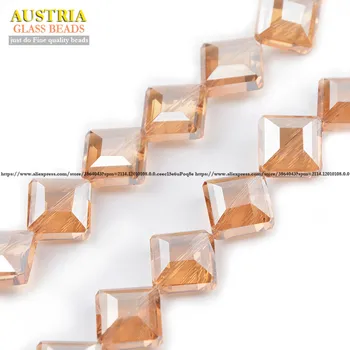 Stačiakampis, Austrijos krištolo karoliukai kaip 14mm 20pcs Aukštos kokybės Kvadrato formos stiklo Prarasti karoliukai papuošalai padaryti apyrankę 