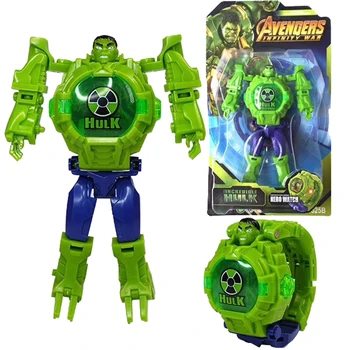 Stebuklas Geležinis Žmogus Voras Hulk Žiūrėti Surinktos Šviesos Žaislas Lentelė Deformuoti Robotas 3d Modelį, Vaikai 5-10 Metų Dovana