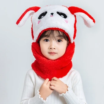 Suaugusiems Vaikams Žiemos Fuzzy Pliušinis Balaclava Skrybėlę Animacinių Filmų Panda Triušis Vėjo Pilnas Draudimas Earflap Gaubtu Bžūp Kaklo Šilčiau Šalikas