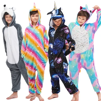 Suaugusiųjų Gyvūnų Vienaragis Pižama Kigurumi Vilkas Animacinių Filmų Onesie Vaikai Sleepwear Homewear Nightie Vilkas Panda Anime, Antklodė, Kombinezonas