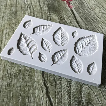 Sugarcraft Lapai Silikono Formos Saldainiai Polimero Molis Minkštas Pelėsių Tortas Decorationg Įrankis Gėlių Priėmimo GumPaste Rožių Lapų Forma