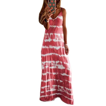 Suknelė Moterims Vasaros Mados Diržas PartWomen Ponios Atsitiktinis Palaidų Rankovių V Kaklo Kaklaraištis Dažų Ilgai Vest Paplūdimio Suknelė, Diržas 2020 Naujas