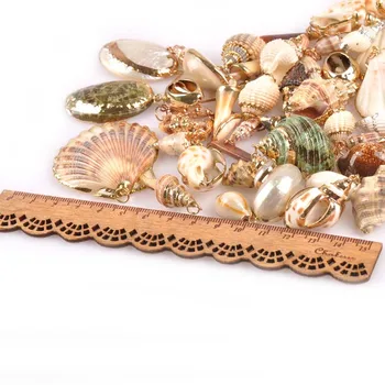 Sumaišykite Gamtos Seashell Auksą, Padengtą Amatų Rankų darbo Papuošalų Pakabukas Kriauklės 