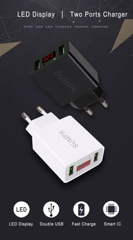 SUMPK USB mobiliojo Telefono Įkroviklis 5V2A LED Mobile Universalus USB Kištukas Auto Apmokestinimo Vienetas 