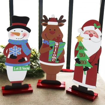 Sveiki Kalėdų Medinių Amatų Kalėdų Senelis, Žaislų, Sniego Elnių 2020 Linksmų Kalėdų Stalo Ornamentas Vaikas Navidad Dovana, Namų Deco