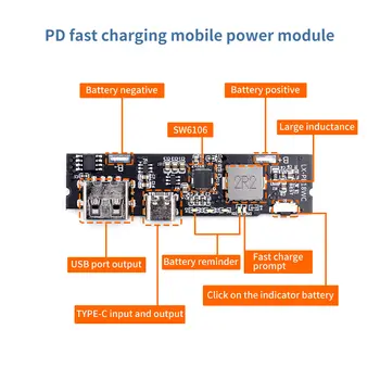 SW6106 PD greitai įkrauti QC3.0 mobiliojo galios modulis FCP du-taip greitai imti 5V9V12V