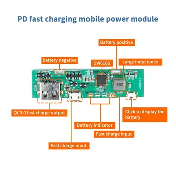 SW6106 PD greitai įkrauti QC3.0 mobiliojo galios modulis FCP du-taip greitai imti 5V9V12V