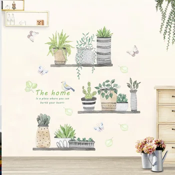 Tapybos stilius, vazoninių augalų Siena Lipdukas Meno Lipdukai Gyvenamasis kambarys su virtuvės fone, dekoracijos namų tapetai, Sienų lipdukai