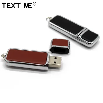 TEKSTAS MAN ruda juoda 2 spalva oda su key chain modelis 4GB 8GB usb flash drive usb 2.0 16GB 32GB 64GB pen ratai