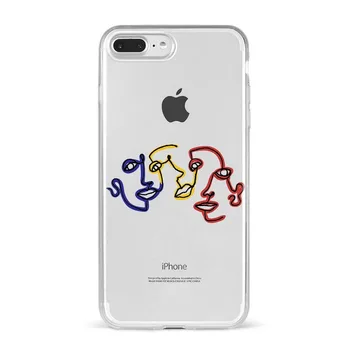 Telefono Atvejais Mados Abstraktaus Meno Mylėtojas Veido Minkštos TPU iPhone 6s 7 8 Plius XR XS 11 12 Mini Pro Max SE Telefono Fundas Padengti Atveju