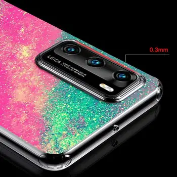 Telefono Dėklai Huawei 30 P40 Lite E P Smart 2019 2021 Z P20 Pro Aišku, Minkštas Stabdžių Rudenį Padengti Krepšiai Blizgučiai Bling Milteliai