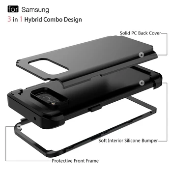 Telefono Dėklai Samsung Galaxy S20 Ultra 10 9 8 Plius Note20 10 9 8 Atveju Patvarus KOMPIUTERIS+TPU 3 Sluoksnis Hibridas Apsaugos Atveju atsparus smūgiams
