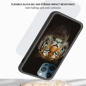 Telefono dėklas Skirtas iPhone Pro 11 12 Pro Max XR 7 8 SE 2020 X XS Max 6 7 8 Plius Prabanga Juoda Korpuso Dangtelį, Vilkas, Liūtas Gyvūnų funda