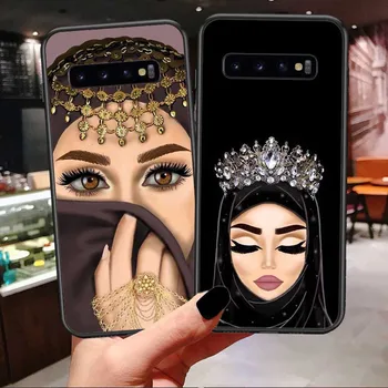 Telefoną Atveju Samsungs S7 S8 S9 S10 S20 Plius S20Ultra S10 Lite 10 Pastaba Plus Prabanga Moters Karūną hijab Veido Musulmonų silikono Padengti