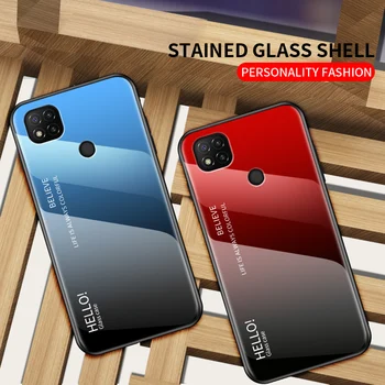 Telefoną Atveju Xiaomi Redmi 9C Padengti Prabanga Gradientas Grūdintas Stiklas Minkštos TPU atsparus smūgiams Silikoninis Atveju Redmi 9A 9C 9c