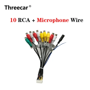 Threecar Automobilio Stereo Radijas RCA Išėjimo Laidas Aux-in žemų dažnių garsiakalbis mikrofono Adapterio Kabelis