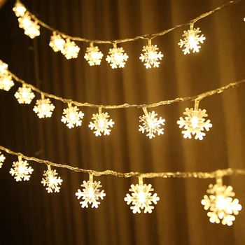 Thrisdar Snaigės Kalėdų Žvaigždė LED Styginių Šviesos 10/20m/30M Pasakos, Kamuolys Styginių Šviesos Girlianda Šalis Vestuvių Žvaigždžių Pasakų Šviesos