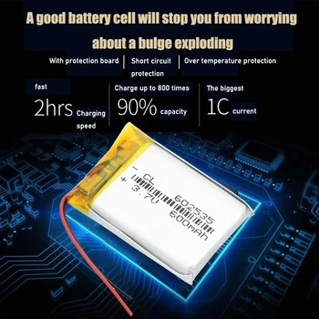 Tiekimo ličio baterija ličio polimerų Įkraunamą bateriją 602535 600 mah, 3,7 V MP3 MP4 MP5 GPS PSP VIDURIO 