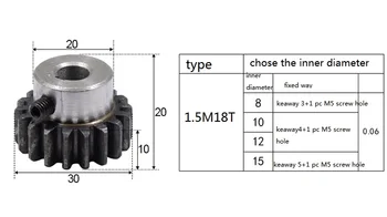 Tiesiakrumplės Pavaros dantratis 20teeth Mod 1.5 M=1.5 bore8/10/12/15mm Teisę Dantų 45# plieno teigiamas pavarų CNC pavarų rack dėžė variklis