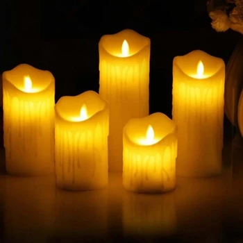 Tikroviška Supasi Liepsna Baterija Realus Flameless LED Žvakė Gintaro Flameless Žvakių Šviesos Lempos Gimtadienio Žvakės