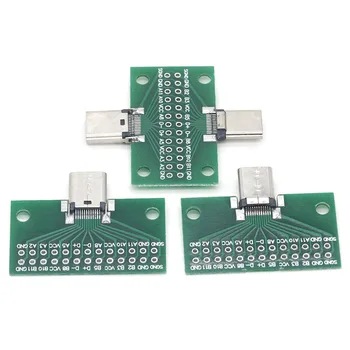 Tipas-C, Vyrų ir Moterų USB 3.1 Bandymo PCB Lenta, Adapteris C Tipo 24P 2.54 mm Jungties Lizdas Duomenų Eilutė Viela Perdavimas