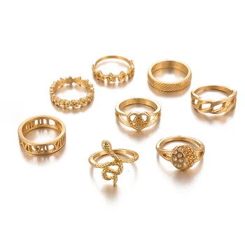 Tocona Vintage Gold Star Mėnulis Midi Žiedų Rinkinys Moterims Opal Kristalų Geometrinis Piršto Žiedą 2019 bijoux Moterų Boho Papuošalai, Dovanos