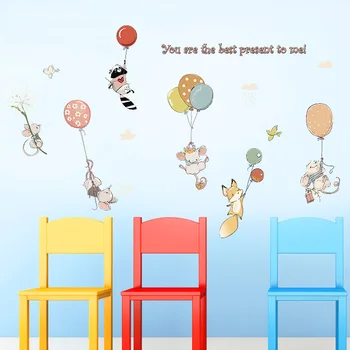 Tofok Animacinių filmų Pelės Fox Debesys Oro Balionas Siena Lipdukas, Vaikų Kambarys 