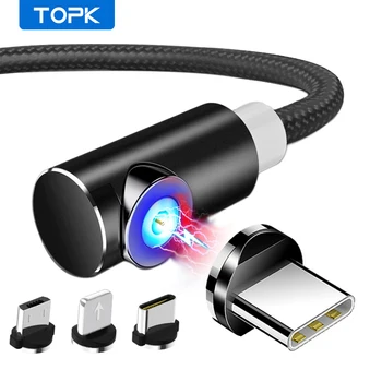 TOPK Magnetinio USB Įkrovimo Kabelis, Mikro USB Kabelis iPhone Samsung USB C Tipo Magnetinių Įkroviklio Kabelį Mobiliojo Telefono Kabeliai
