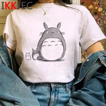 Totoro Studio Ghibli Mielas Anime Marškinėliai Moterims Harajuku Hayao Miyazaki Kawaii T-shirt Grafikos 90s Marškinėlius Mados Viršuje, Trišakiai Moteris