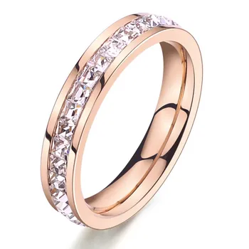 TRANKYTI Merginos Geometrinis Žiedas Užpildyti & Rose Aukso Žiedas Žada Vestuvių, Sužadėtuvių Žiedai Moterims Geriausių Dovanų