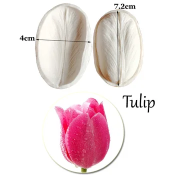 Tulpių Žiedlapis Veiner Silikono Formos Minkštas Gumpaste Surgarcraft Molio Gėlių Tortas Dekoravimo Pelėsiai 