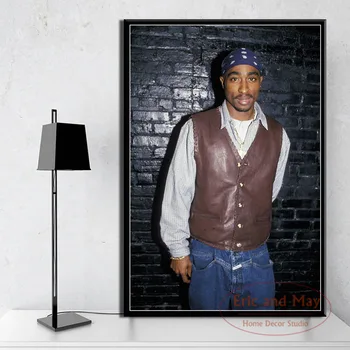 Tupac Shakur 2PAC Outlaw Rap Muzikos Reperis Star Hip-Hop Meno Tapybos Derliaus Drobės Plakatas Sienos, Namų Dekoro