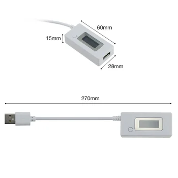 UANME Balta Micro USB Įkroviklis Baterijos Talpa Įtampa Srovės Testeris, Matuoklis Jutiklis su LCD Mobiliojo telefono Galia Bankas
