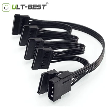 ULT-Geriausias 4pin Molex IDE nuo 1 iki 5 SATA 15Pin Kietojo Disko Maitinimo šaltinis Splitter Cable Laidą 
