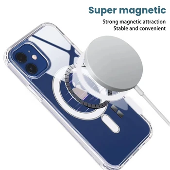 Ultra Clear įmontuotas Magnetinio Ratas Minkštas Magsafe Telefono dėklas skirtas IPhone 12 Pro Max 12 Mini 