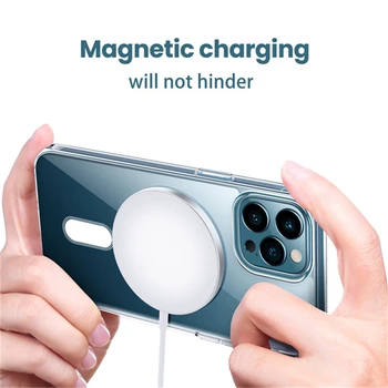 Ultra Clear įmontuotas Magnetinio Ratas Minkštas Magsafe Telefono dėklas skirtas IPhone 12 Pro Max 12 Mini 