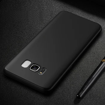 Ultra Plonas Juodos spalvos Krūmų Matinis Minkštas Silicio TPU Case for Samsung Galaxy S10 S10E Plius J4 J6 A6 A8 Plius A7 A9S 2018 S8 S9 Plus