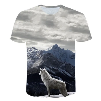 Ummer Naujas O-kaklo stilius trumpomis Rankovėmis T-shirt 2019 Vyrų Mados Atsitiktinis Viršūnes tee Vyrų mados Wolf serijos 3D Print T-shirt