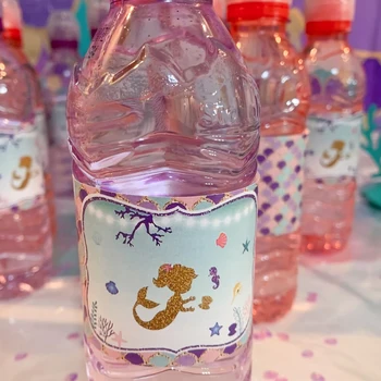 Undinė šalies Mergina gimtadienio apdaila Pagal jūros Vandenyno šalis indai taurės Baby shower Mažai mermaid butelis lipdukas