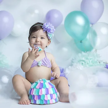 Undinė Šalis Gimtadienio Apdailos Reklama Balionai Mergina Su Gimtadieniu Girliandą Undinėlės Uodega Shell Reklama Baby Shower Dekoras