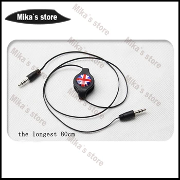 Universalus 3,5 mm automobilio audio kabelis reguliuojamas AUX audio line 80cm, MINI Cooper One S R56 R60 R61 60 F56 F55 klubo narys tautietis