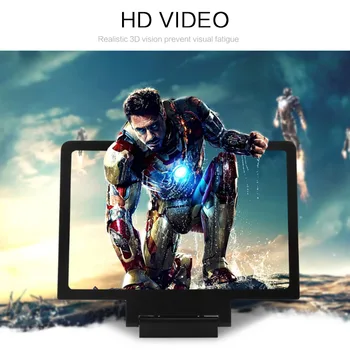 Universalus Lengvas 3D Kino Ekrane Padidinti Ryškus didinamasis stiklas, Eco-friendly HD Projektorius, Stovas Laikiklis Telefono Akis Po