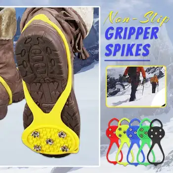 Universalus Neslidžios Gripper Šuoliai 1Pair 5Teeth Kapliukai Ledo Gripper Smaigalys Išlenda Trinkeles Sniego Smeigės Batai Laipiojimo Pėsčiųjų Dangtis