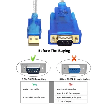 USB 2.0 į RS232 Nuoseklusis Prievadas 9 Pin DB9 Kabelio USB ir COM Prievado Adapteris Keitiklis Palaiko 