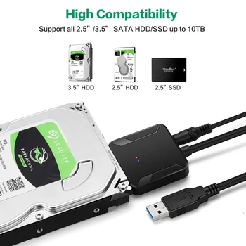 USB 3.0 Prie SATA 3 Kabelis SATA Į USB Adapteris Konvertuoti Laidai palaiko 2.5/3.5 Colio Išorinis HDD SSD Standžiojo Disko Adapteris